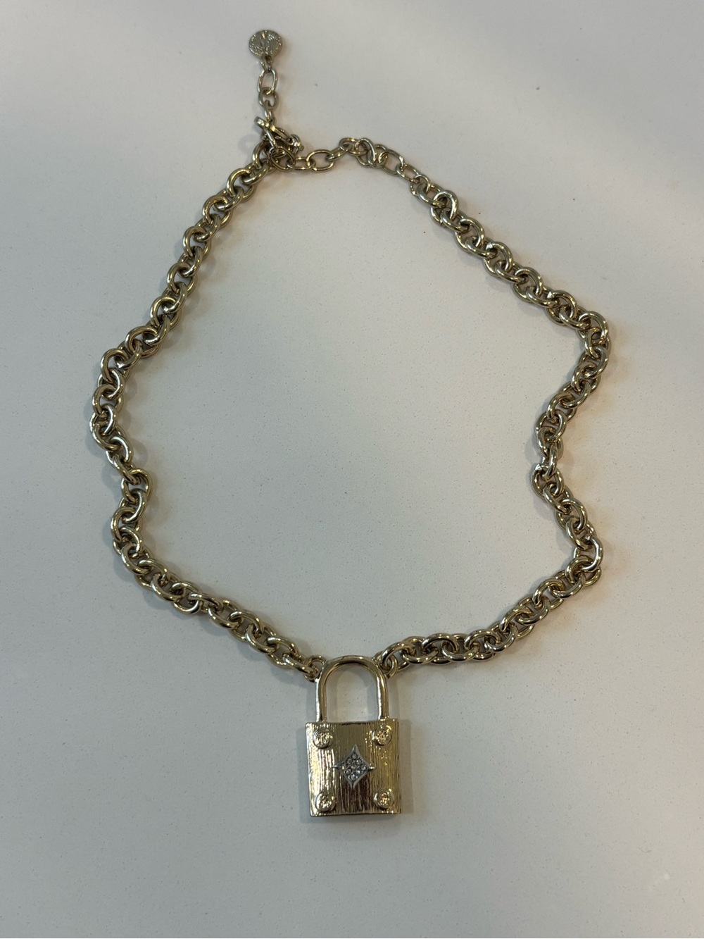 Vintage RJ Graziano Gold-Tone Chain Necklace with Padlock Pendant